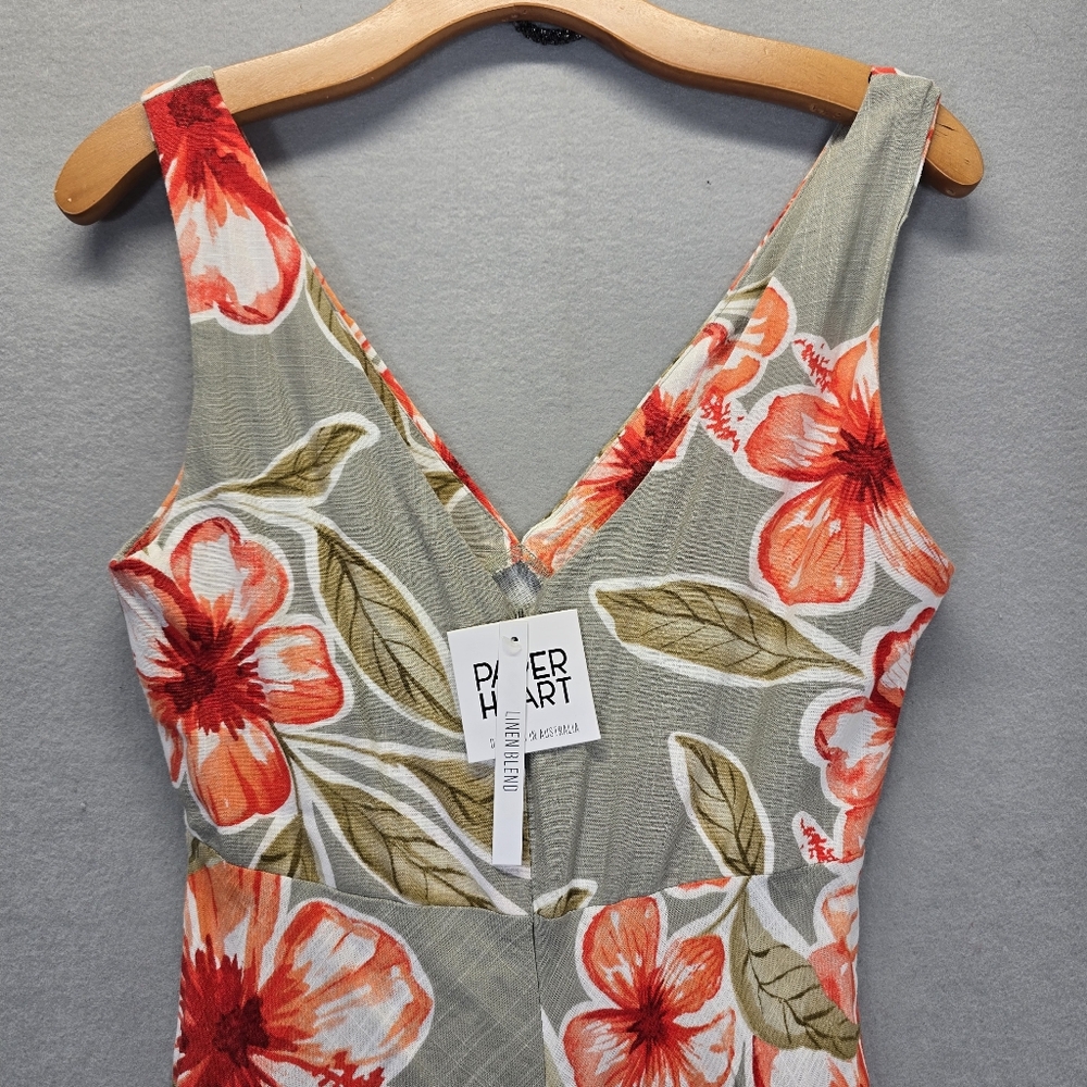 Paper Heart Floral Maxi Dress Size S Grey Red - Picture 4 of 6